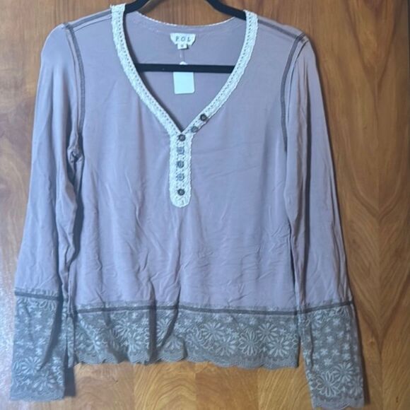 POL Women's Long Sleeve Tee - Taupe - Picture 1 of 6